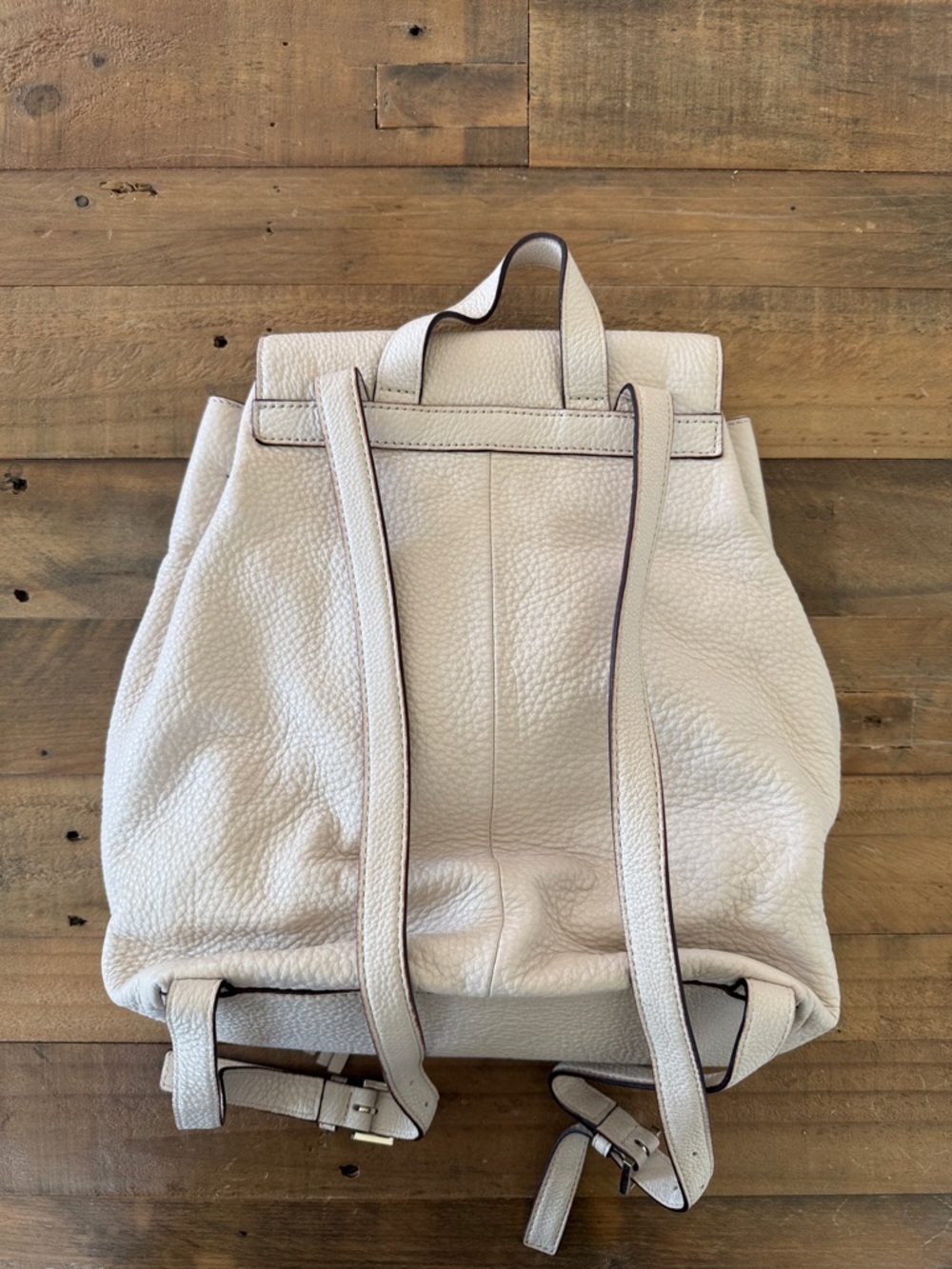 kate spade Pebble Leather Drawstring Backpack in Light Cream - Picture 3 of 8